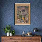 Indian Miniature - Krishna Holds Up Mount Govardhan to Shelter the Villagers of Braj