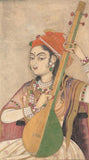 Indian Miniature - A Lady Playing the Tanpura, c. 1735 (Rajasthan)
