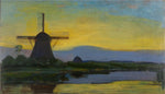 The Oostzijdse Molen by night by Piet Mondrian
