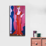 Blonde Frau in rotem Kleid, Bildnis Elisabeth Hembus by Ernst Ludwig Kirchner