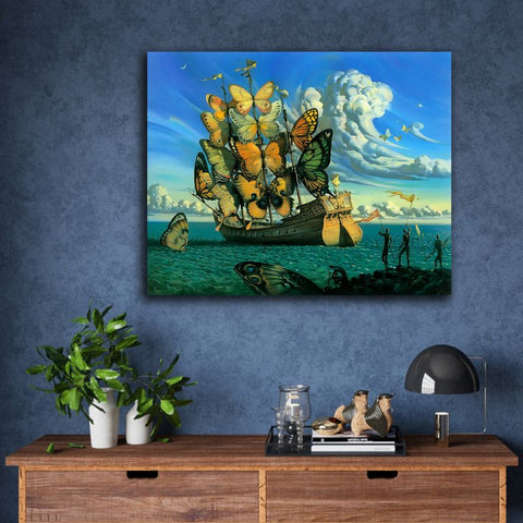 Ship With Butterfly Sails by Salvador Dali – Inspicanvas