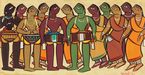 Santhal Drummers by Jamini Roy