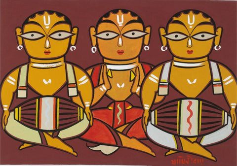 Three Musicians by Jamini Roy