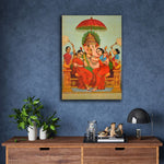 Lord Ganesh With Riddhi and Siddhi by Raja Ravi Varma