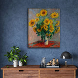 Floral Painting - Claude Monet-Bouquet of Sunflowers