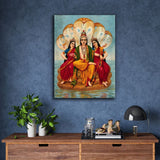 Vishnu flanked by two wives resting on Shesa by Raja Ravi Varma
