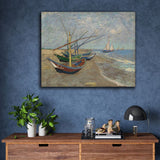 Fishing Boats on the Beach at Les Saintes-Maries-de-la-Mer by Vincent Van Gogh