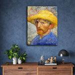 Self-Portrait with Straw Hat by Vincent Van Gogh