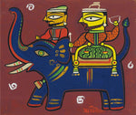 Hunters on Elephant by Jamini Roy