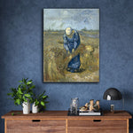 Peasant woman binding sheaves by Vincent Van Gogh