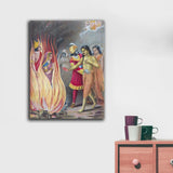Ramayana Paintings Sita ordeal  fire