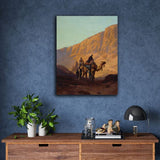 Desert Landscape Painting A caravan crosses a wadi by Rudolf Hellgrewe