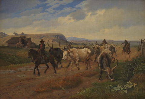 A Drove of Oxen in the Roman Campagna by Johan Thomas Lundbye