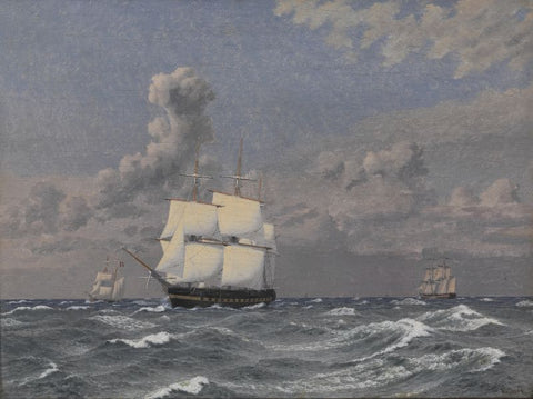 A Frigate and some other Ships Cruising by Christoffer Wilhelm Eckersberg