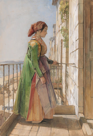 A Greek Girl Standing on a Balcony by John Frederick Lewis