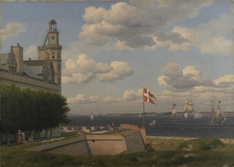 A View towards the Swedish Coast from the Ramparts of Kronborg Castle by Christoffer Wilhem Eckersberg