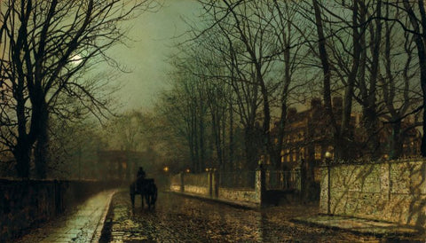 A Wet Moon, Putney Road by John Atkinson Grimshaw