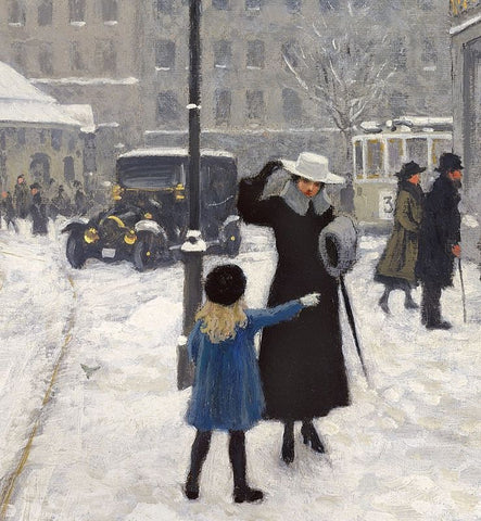 A Winter's day at the square Trianglen in Copenhagen by Paul Fischer