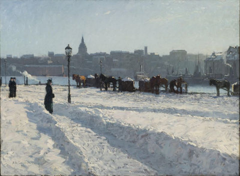 Alfred Bergstrom - Winter Scene on the Stockholm Waterfront