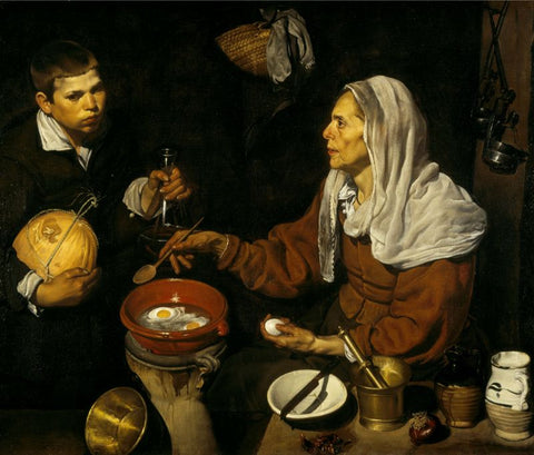 An old woman frying eggs by Diego Velazquez