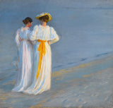 Anna Ancher and Marie Krøyer on the beach at Skagen by Peder Severin Krøyer
