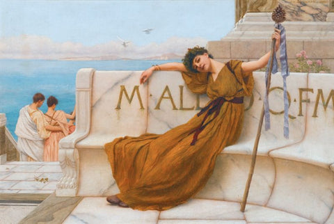 A priestess of Bacchus by John William Godward