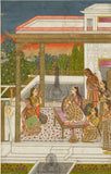 A princess with attendants on a terrace