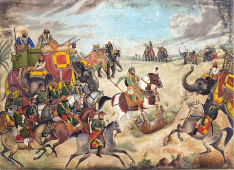 A tiger hunt at Jhajjar by Ghulam Ali Khan