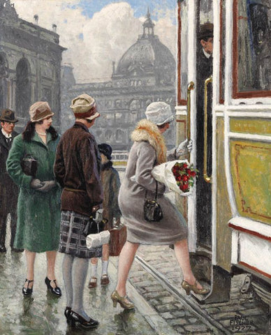 At the tram stop by Paul Fischer