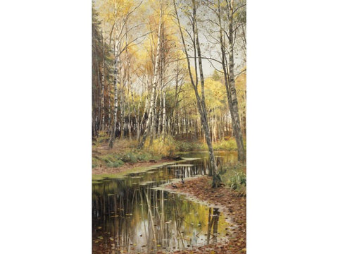 Autumn Landscape Painting Autumn in the birchwood by Peder Mork Monsted