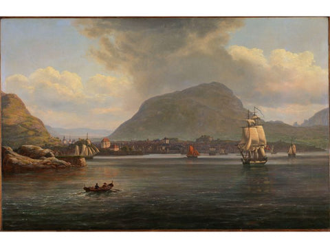 Cityscape Painting Bergen seen from the northern Inlet by Johan Christian Dahl