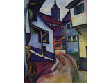 Cityscape Painting Street with church in Kandern by August Macke