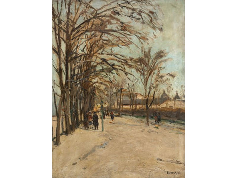 Cityscape Painting Walkers in an avenue