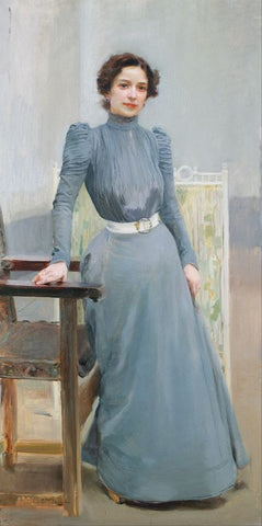 Clotilde with gray suit by Joaquin Sorolla