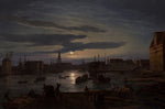Copenhagen Harbor by Moonlight by Johan Christian Clausen Dahl