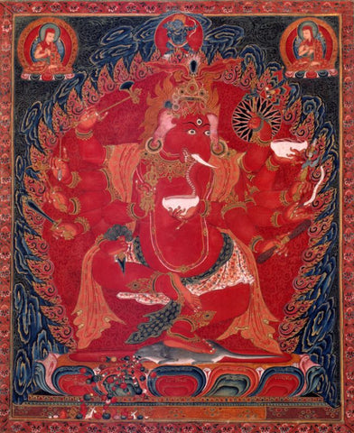 Dancing Red Ganapati of the Three Red Deities