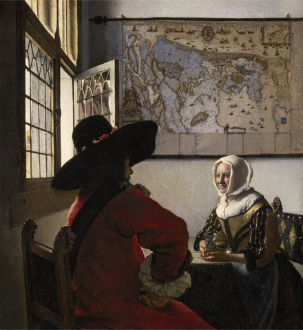 De Soldaat en het Lachende Meisje by Johannes Vermeer