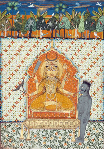 Devi enshrined and holding the tongue of a demon