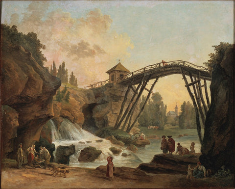 Draughtsman Drawing the Wooden Bridge in the Park of Méréville by Hubert Robert