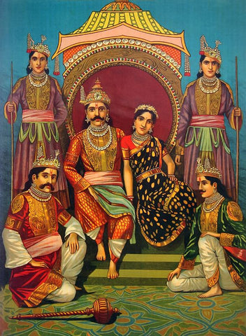 Draupadi and Pandavas by Raja Ravi Varma