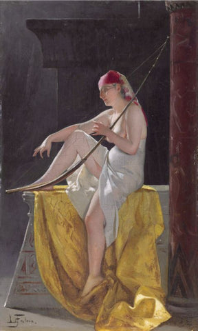 Egyptian Woman With Harp by Luis Ricardo Falero