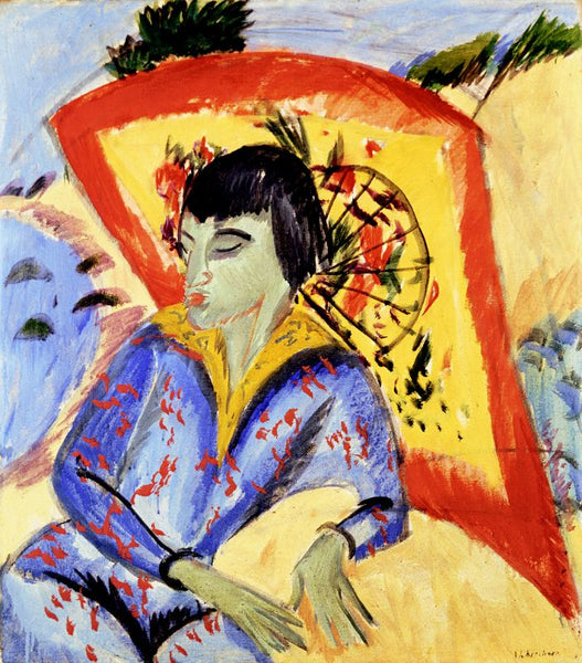 Erna with Japanese umbrella by Ernst Ludwig Kirchner – Inspicanvas