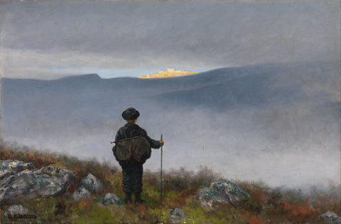 Far, far away Soria Moria Palace shimmered like Gold by Theodor Kittelsen