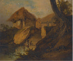 Figures Washing in a River With Thatched Huts Behind, Bengal by George Chinnery