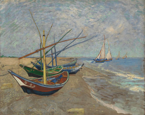 Fishing Boats on the Beach at Les Saintes-Maries-de-la-Mer by Vincent Van Gogh
