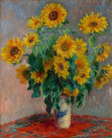 Floral Painting - Claude Monet-Bouquet of Sunflowers