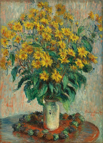 Floral Painting - Claude Monet-Jerusalem Artichoke Flowers