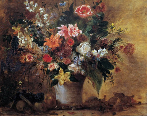 Floral Panting - Eugene Delacroix - Still Life with Flowers