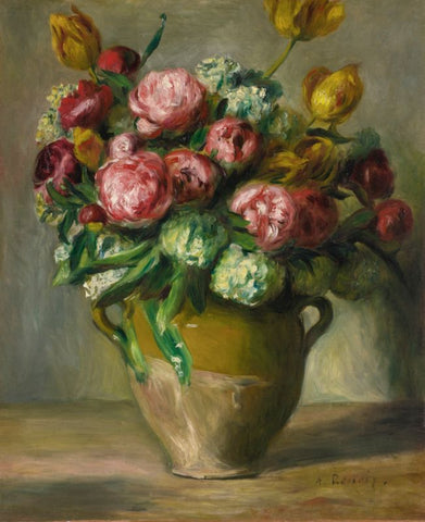 Floral Panting - Pierre-Auguste Renoir - Vase of peonies