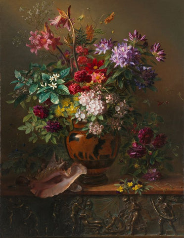 Floral Painting - Still life with flowers in a Greek vase